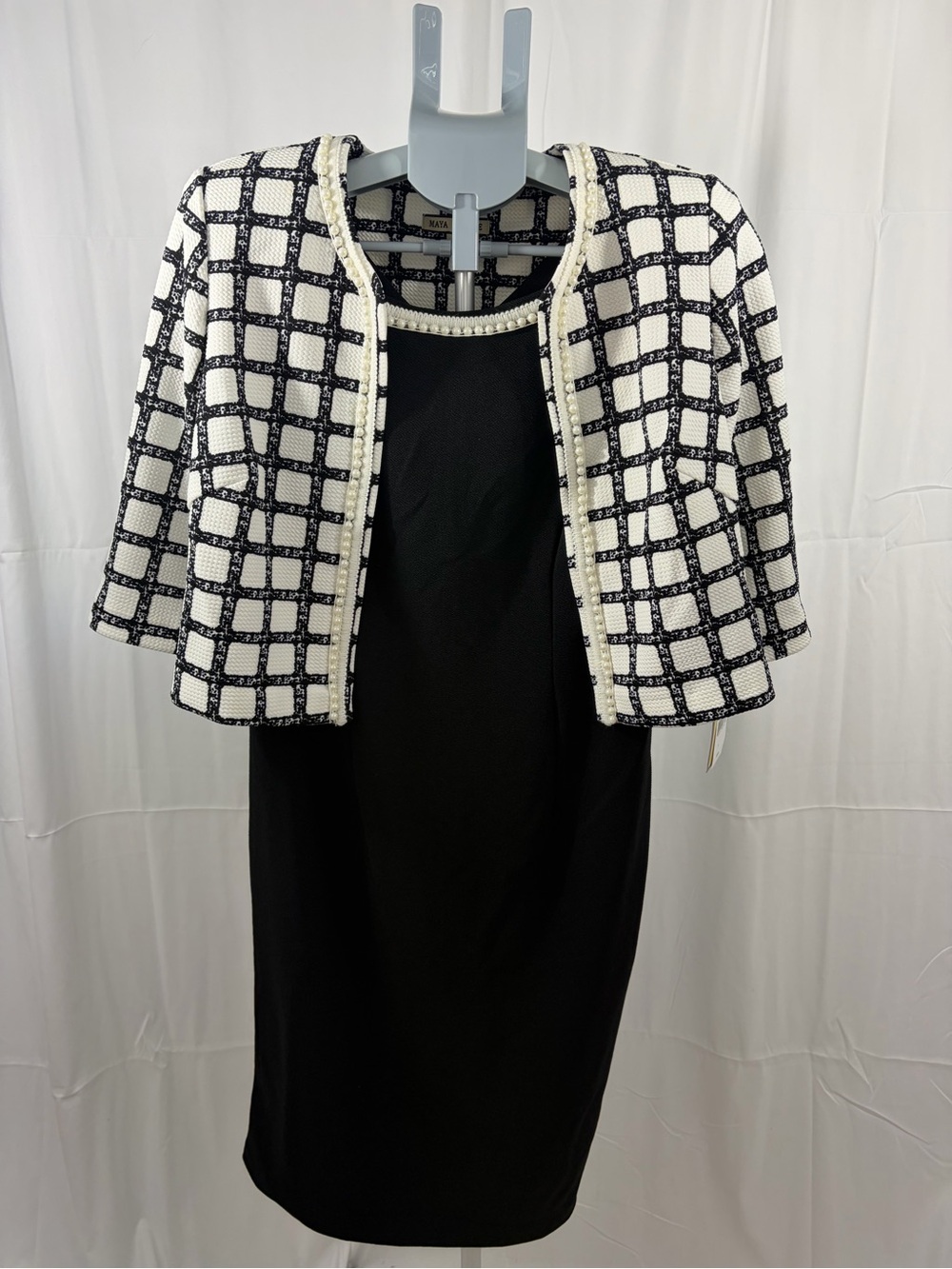 NWT Maya Brooke Women’s Size 8 Black/White 2-Piece Set Dress and Jacket